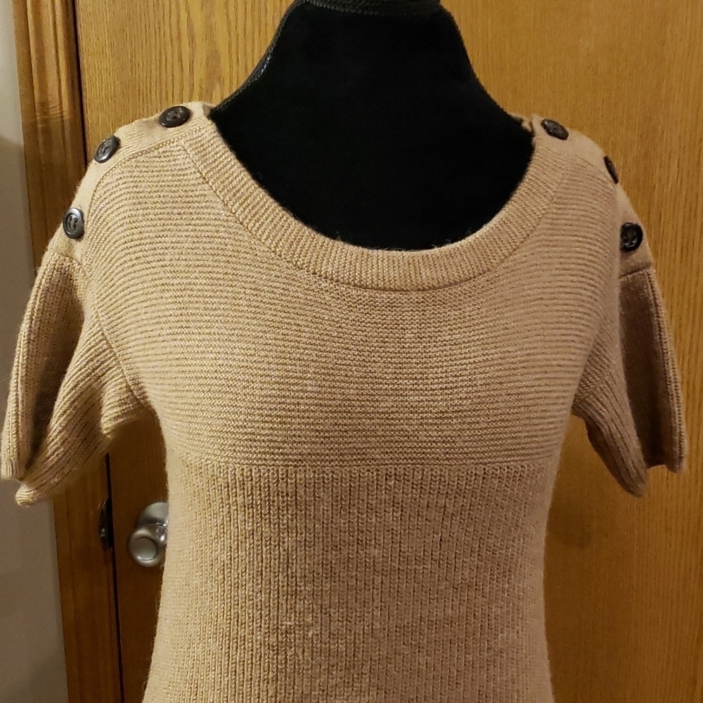J crew tan alpaca blend short sleeve sweater